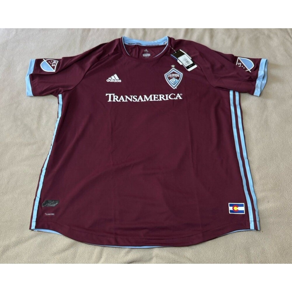 Brand New adidas Colorado Rapids MLS Jersey Maroon Light Blue Size 2XL Adult